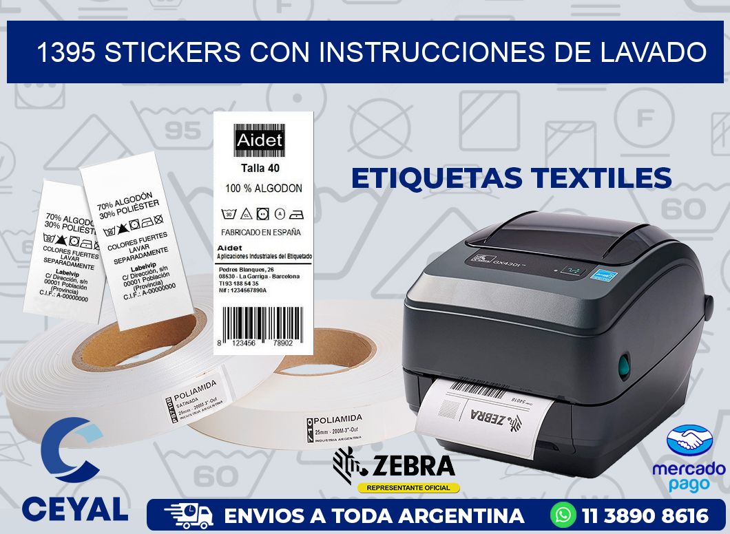 1395 STICKERS CON INSTRUCCIONES DE LAVADO