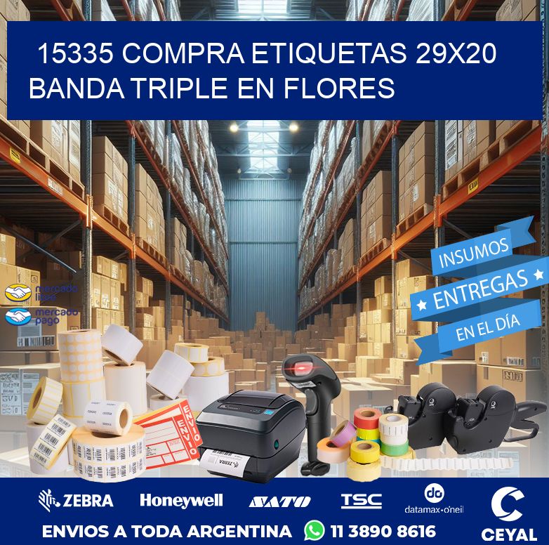 15335 COMPRA ETIQUETAS 29X20 BANDA TRIPLE EN FLORES