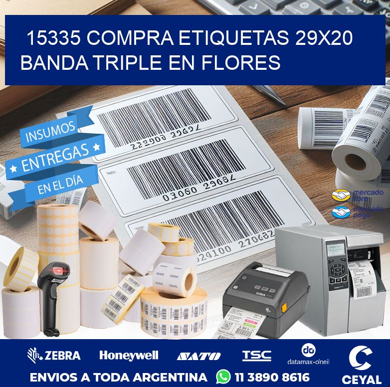 15335 COMPRA ETIQUETAS 29X20 BANDA TRIPLE EN FLORES