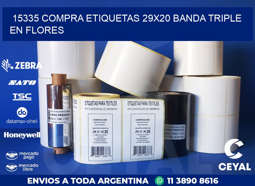 15335 COMPRA ETIQUETAS 29X20 BANDA TRIPLE EN FLORES