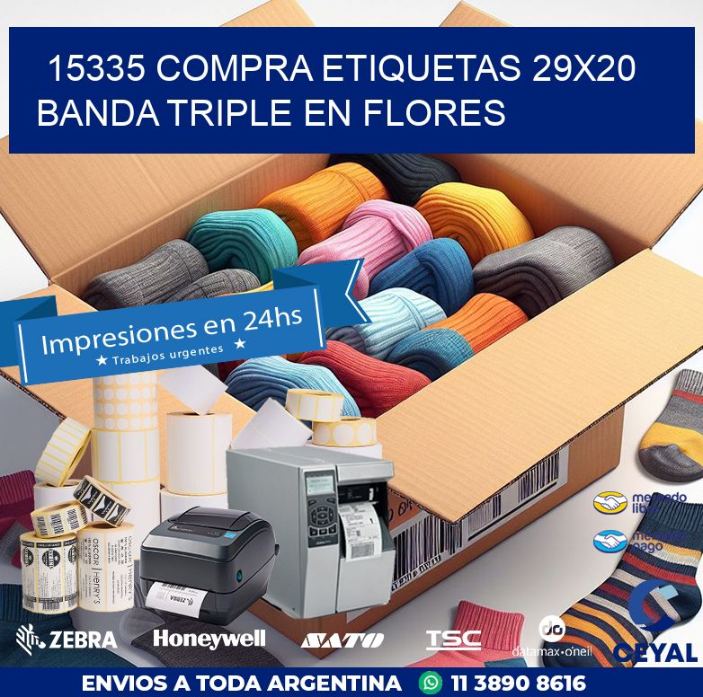 15335 COMPRA ETIQUETAS 29X20 BANDA TRIPLE EN FLORES