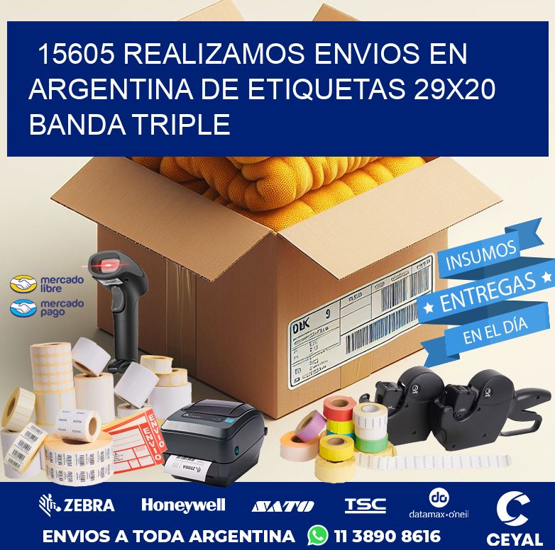 15605 REALIZAMOS ENVIOS EN ARGENTINA DE ETIQUETAS 29X20 BANDA TRIPLE