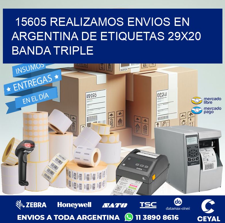 15605 REALIZAMOS ENVIOS EN ARGENTINA DE ETIQUETAS 29X20 BANDA TRIPLE