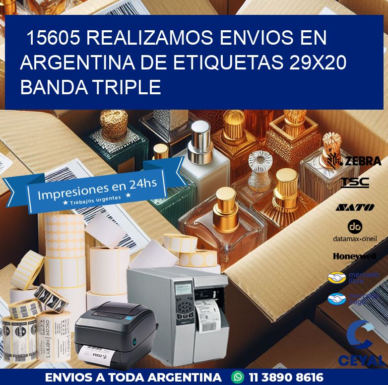 15605 REALIZAMOS ENVIOS EN ARGENTINA DE ETIQUETAS 29X20 BANDA TRIPLE