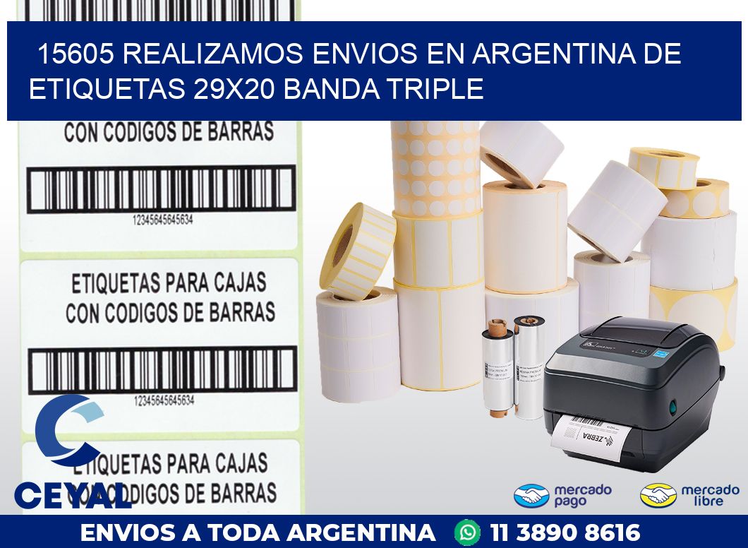 15605 REALIZAMOS ENVIOS EN ARGENTINA DE ETIQUETAS 29X20 BANDA TRIPLE