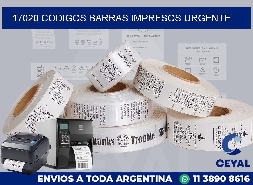 17020 CODIGOS BARRAS IMPRESOS URGENTE