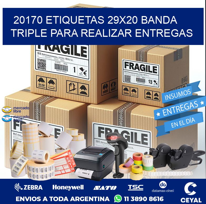 20170 ETIQUETAS 29X20 BANDA TRIPLE PARA REALIZAR ENTREGAS