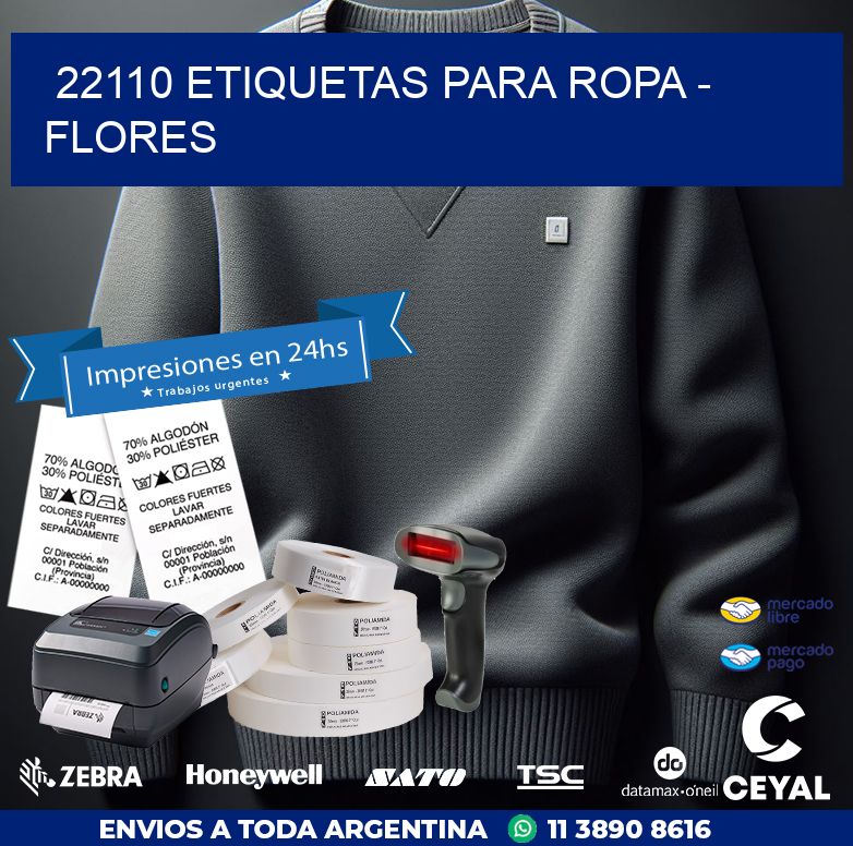 22110 ETIQUETAS PARA ROPA - FLORES