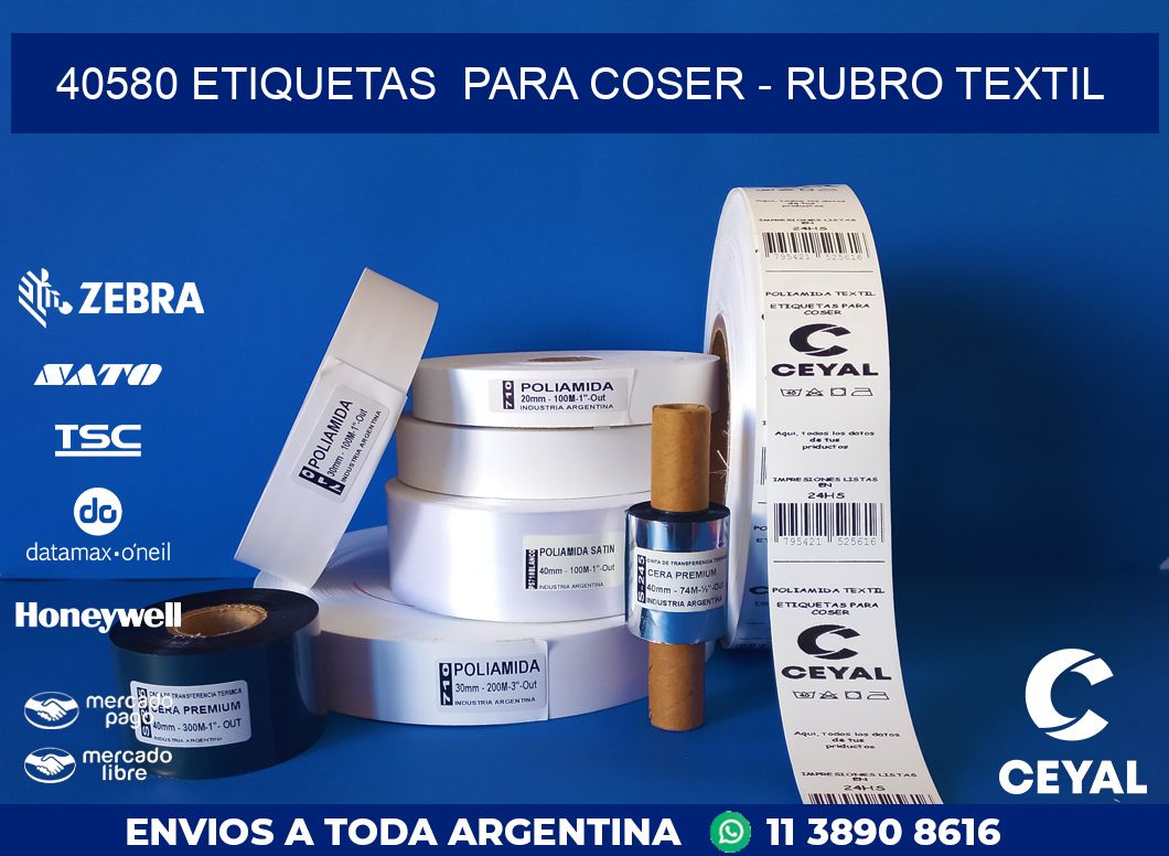 40580 ETIQUETAS  PARA COSER - RUBRO TEXTIL