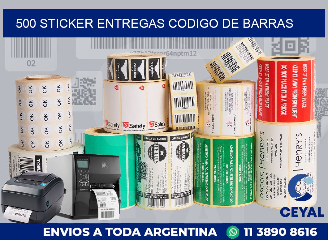 500 STICKER ENTREGAS CODIGO DE BARRAS