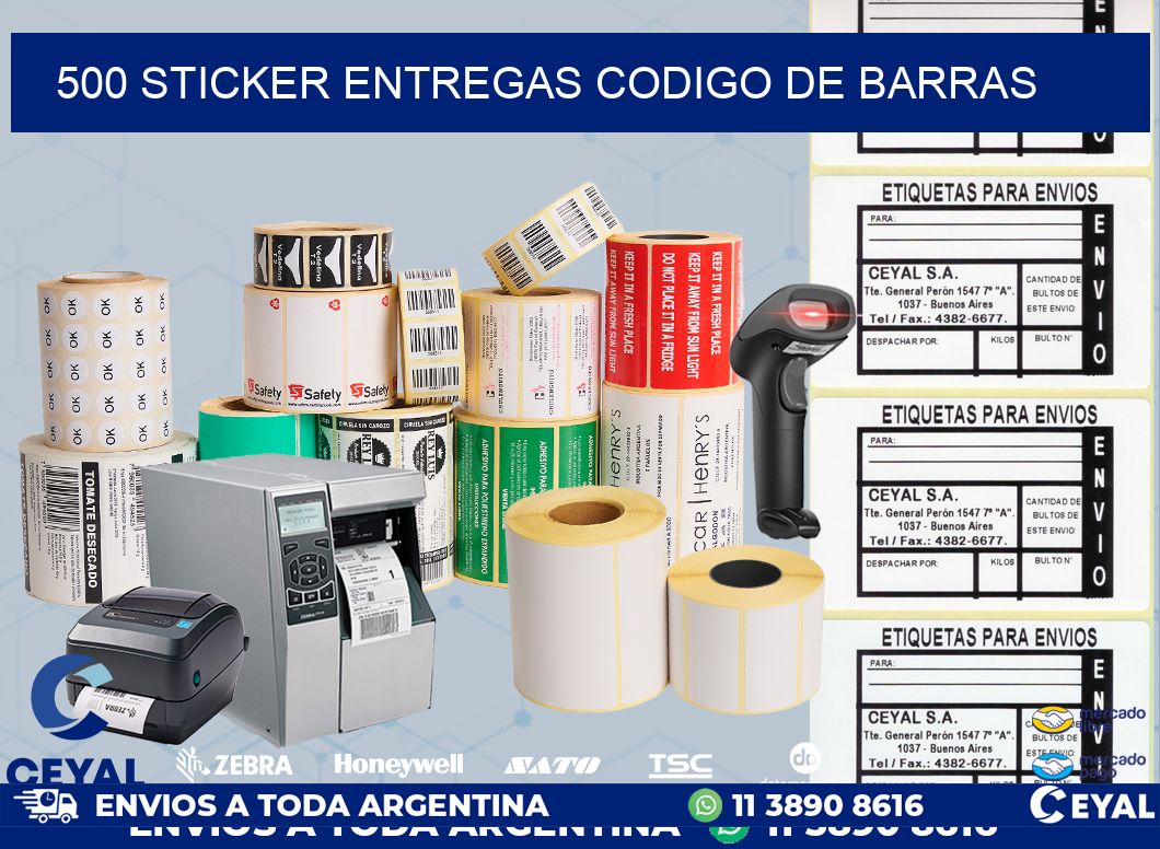 500 STICKER ENTREGAS CODIGO DE BARRAS