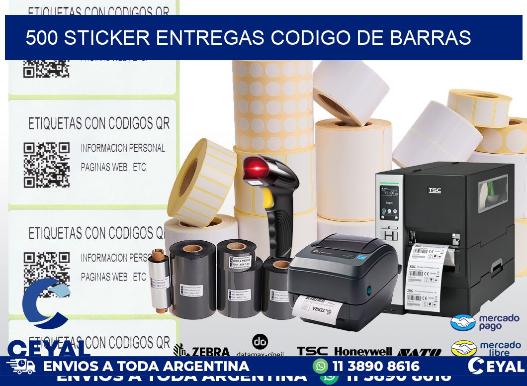 500 STICKER ENTREGAS CODIGO DE BARRAS