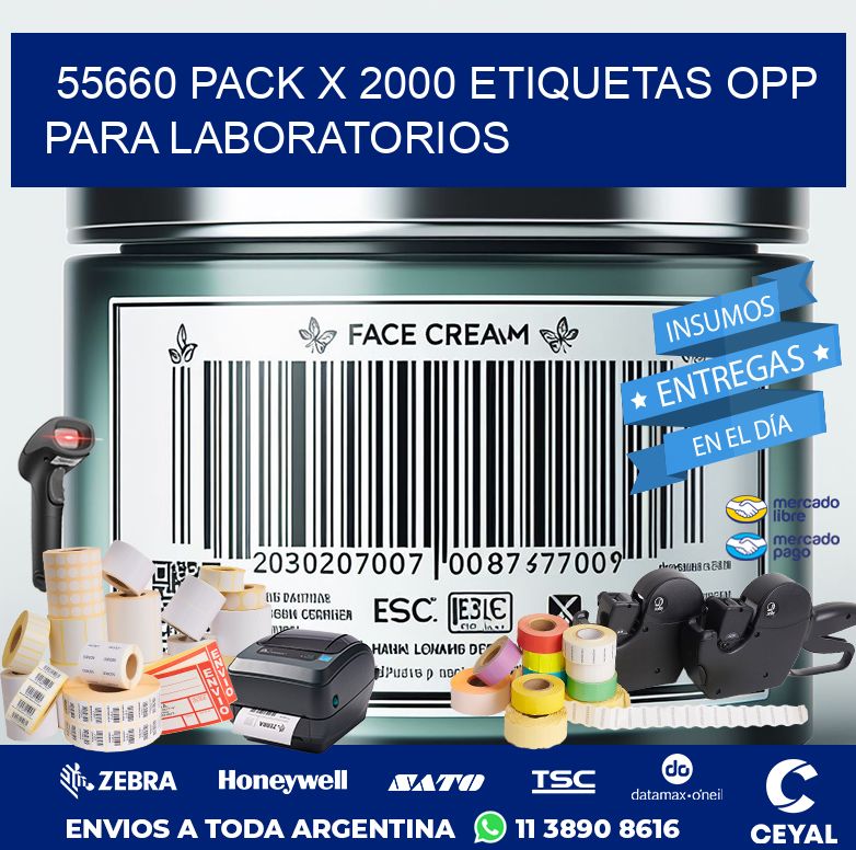 55660 PACK X 2000 ETIQUETAS OPP PARA LABORATORIOS