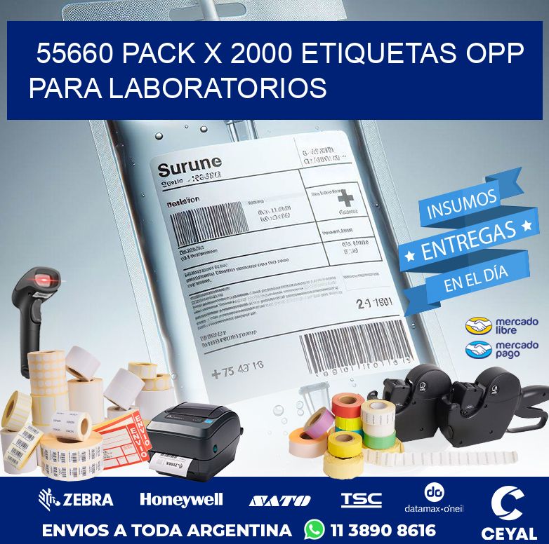 55660 PACK X 2000 ETIQUETAS OPP PARA LABORATORIOS