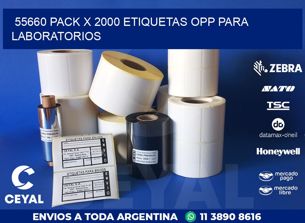55660 PACK X 2000 ETIQUETAS OPP PARA LABORATORIOS