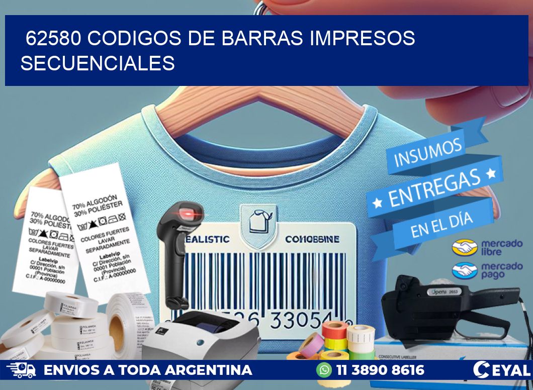 62580 codigos de barras impresos secuenciales