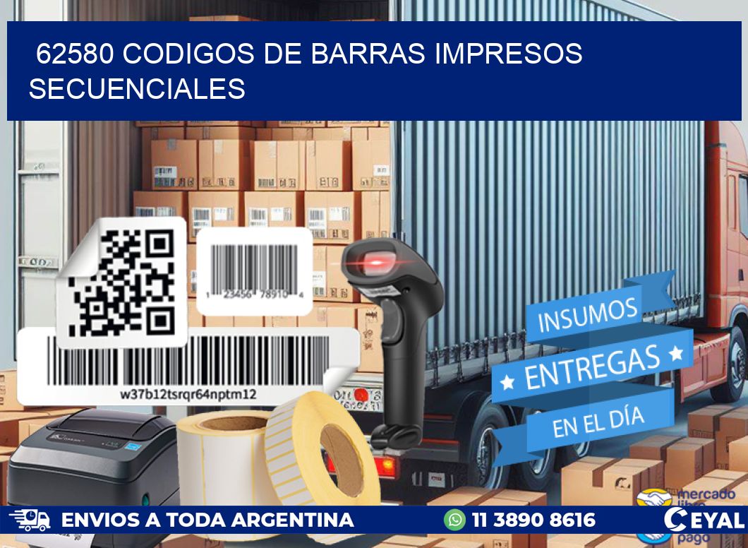 62580 codigos de barras impresos secuenciales