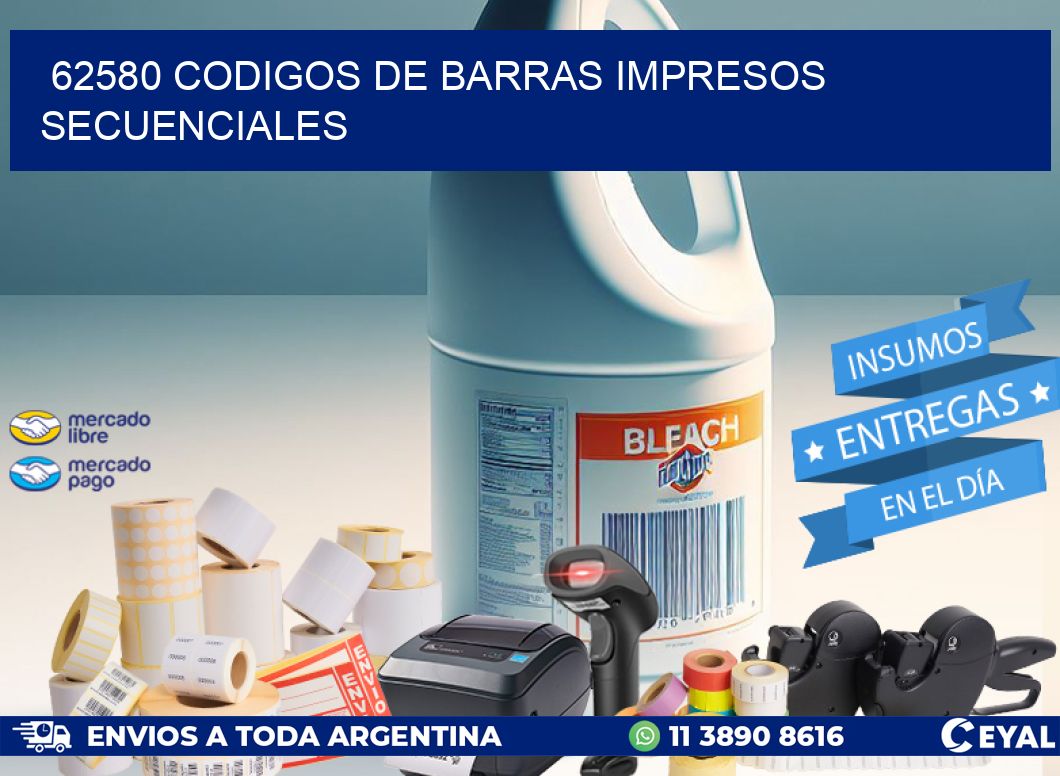 62580 codigos de barras impresos secuenciales