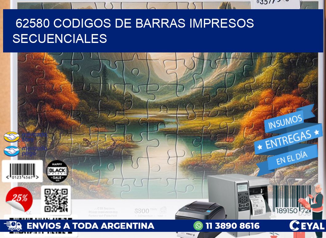 62580 codigos de barras impresos secuenciales