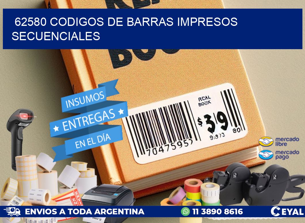 62580 codigos de barras impresos secuenciales
