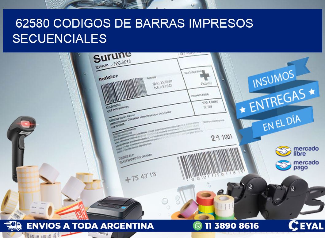 62580 codigos de barras impresos secuenciales