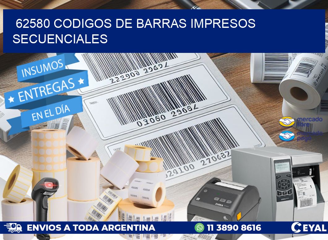 62580 codigos de barras impresos secuenciales