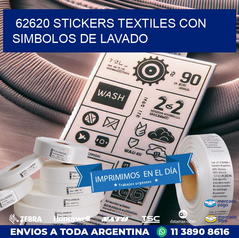 62620 STICKERS TEXTILES CON SIMBOLOS DE LAVADO