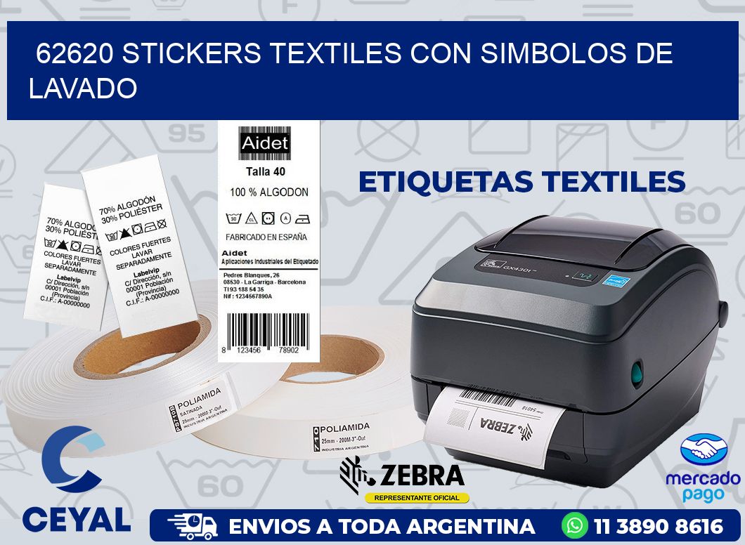 62620 STICKERS TEXTILES CON SIMBOLOS DE LAVADO