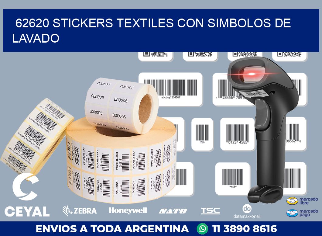 62620 STICKERS TEXTILES CON SIMBOLOS DE LAVADO