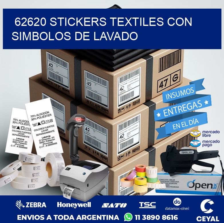 62620 STICKERS TEXTILES CON SIMBOLOS DE LAVADO