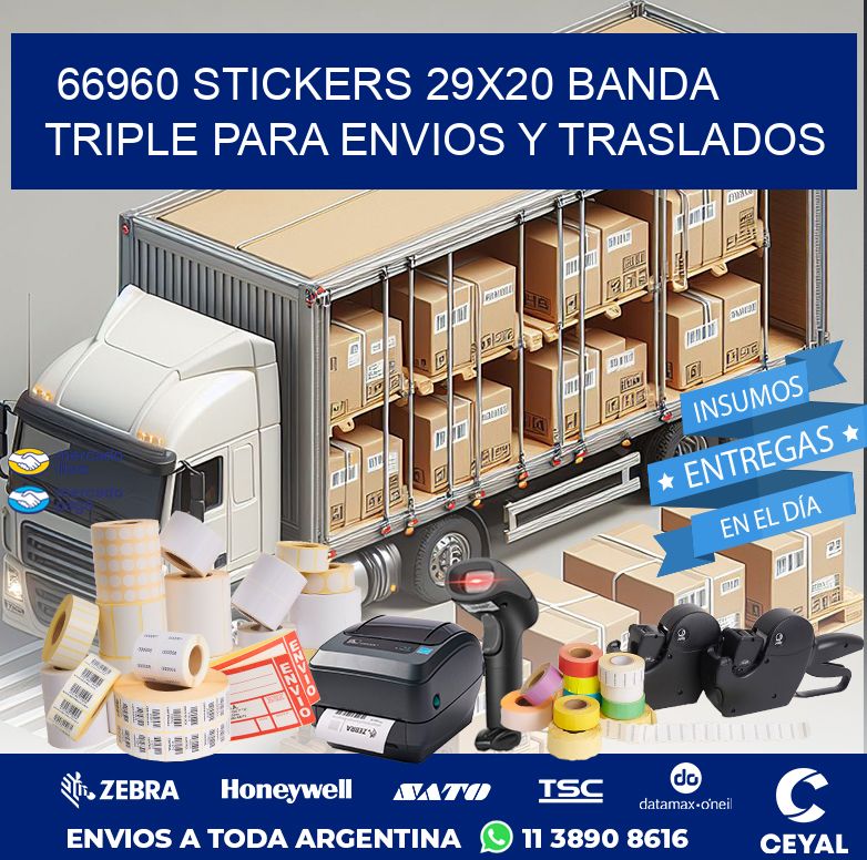 66960 STICKERS 29X20 BANDA TRIPLE PARA ENVIOS Y TRASLADOS