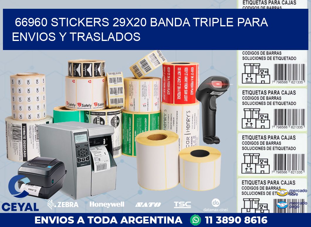 66960 STICKERS 29X20 BANDA TRIPLE PARA ENVIOS Y TRASLADOS