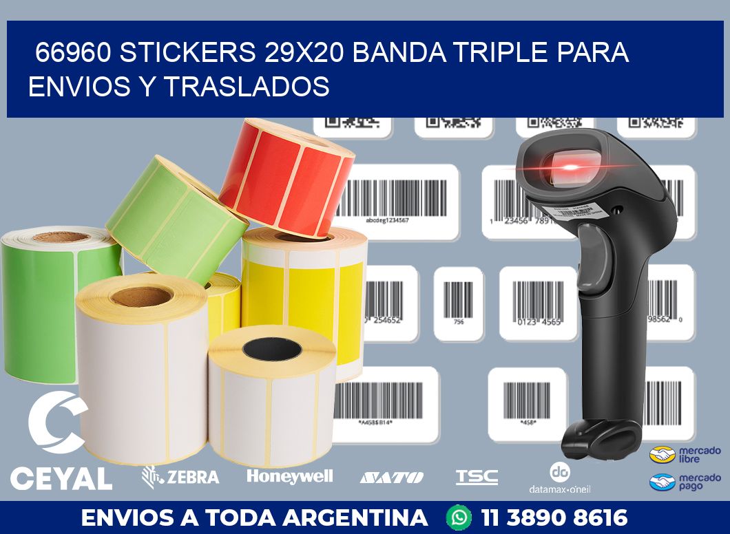 66960 STICKERS 29X20 BANDA TRIPLE PARA ENVIOS Y TRASLADOS