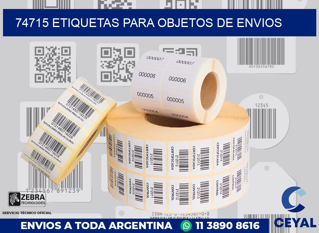 74715 etiquetas para objetos de envios