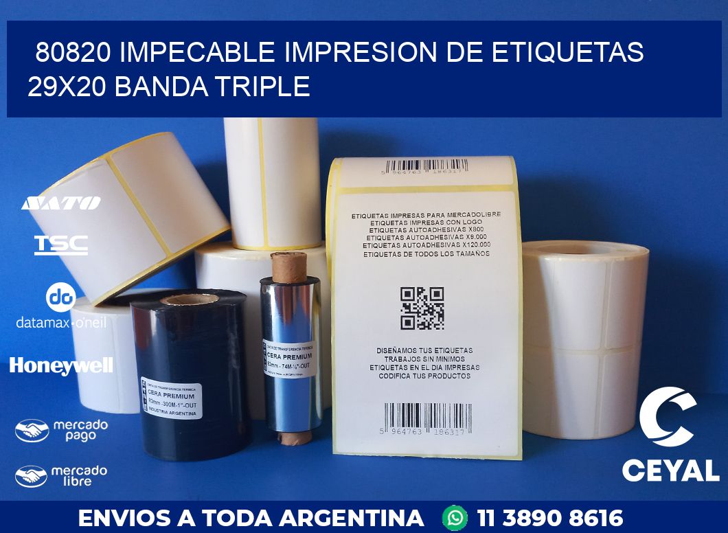 80820 IMPECABLE IMPRESION DE ETIQUETAS 29X20 BANDA TRIPLE