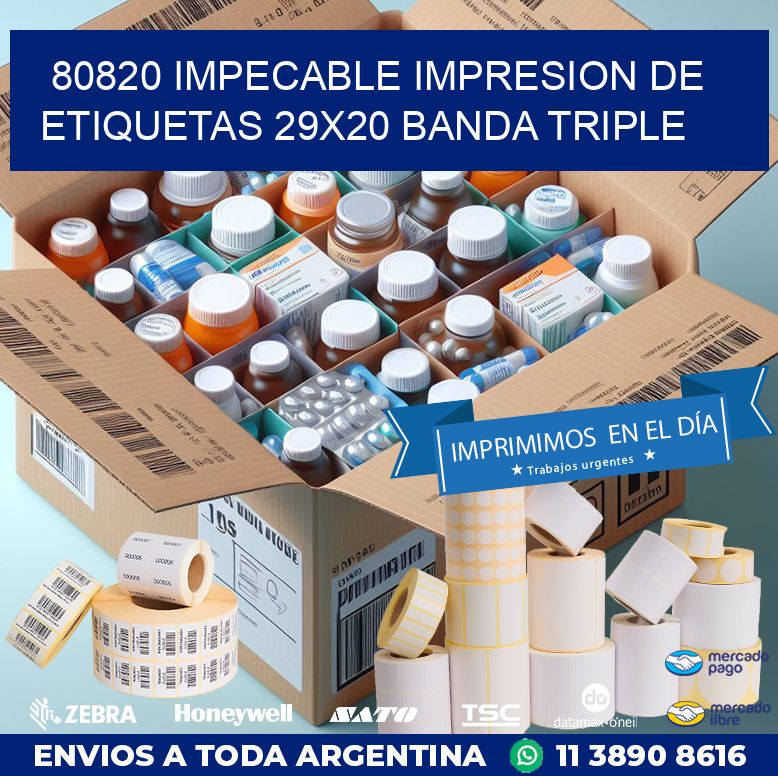 80820 IMPECABLE IMPRESION DE ETIQUETAS 29X20 BANDA TRIPLE