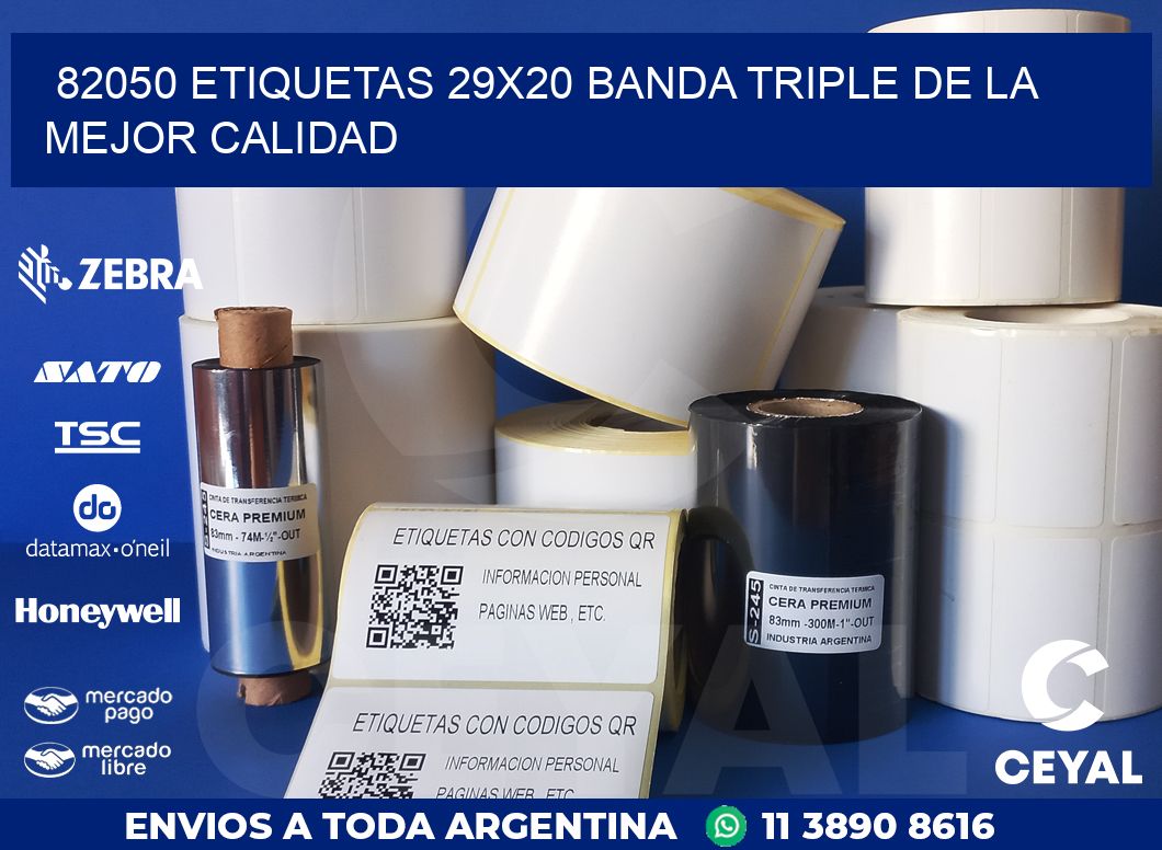 82050 ETIQUETAS 29X20 BANDA TRIPLE DE LA MEJOR CALIDAD