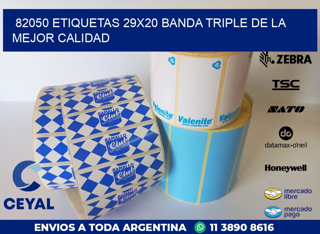 82050 ETIQUETAS 29X20 BANDA TRIPLE DE LA MEJOR CALIDAD