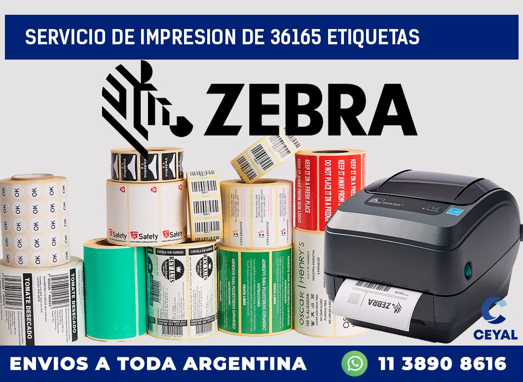 SERVICIO DE IMPRESION DE 36165 ETIQUETAS