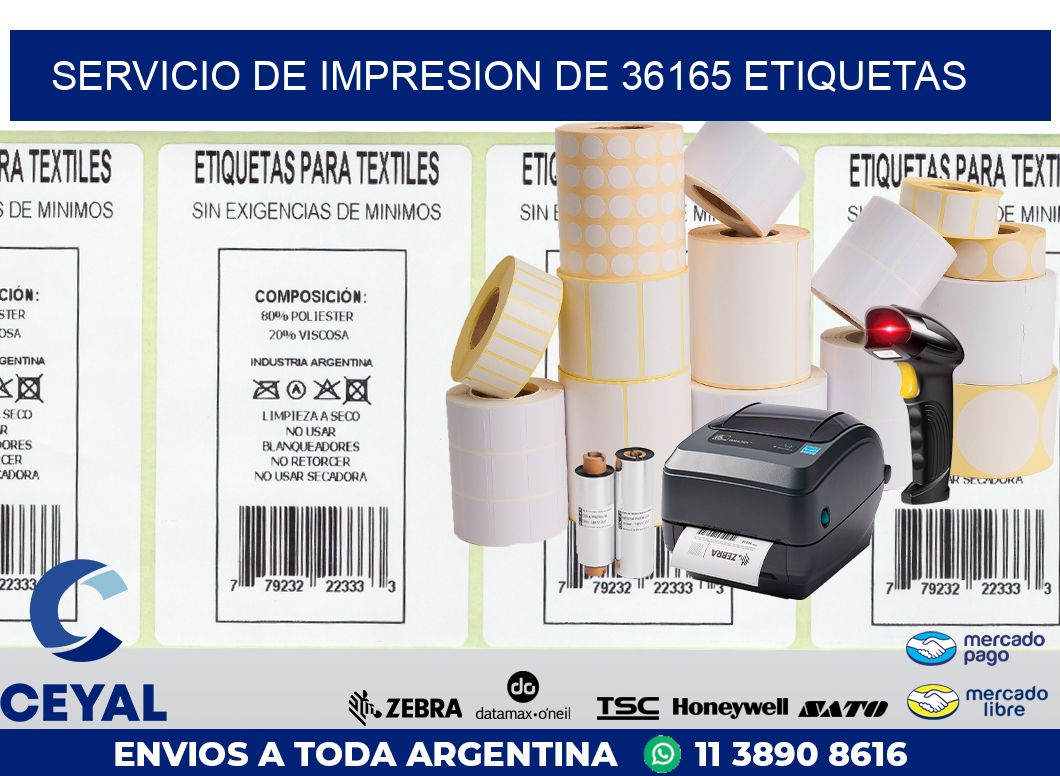SERVICIO DE IMPRESION DE 36165 ETIQUETAS