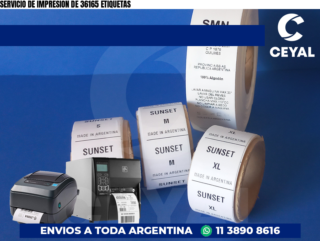 SERVICIO DE IMPRESION DE 36165 ETIQUETAS