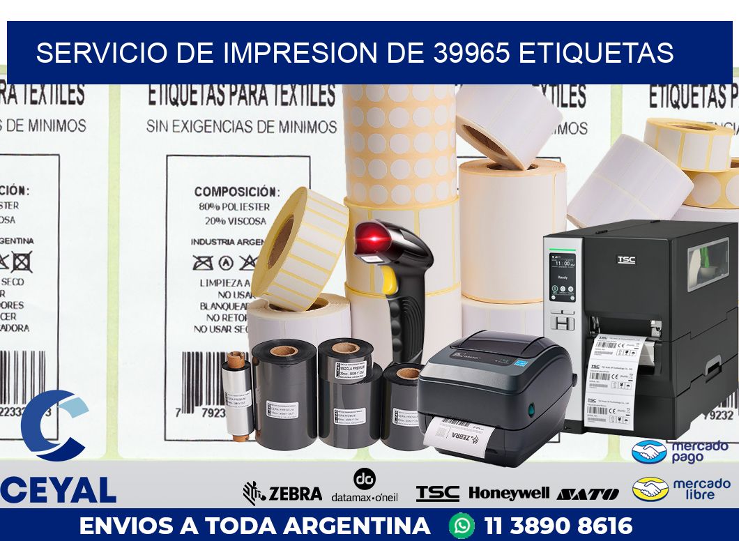 SERVICIO DE IMPRESION DE 39965 ETIQUETAS