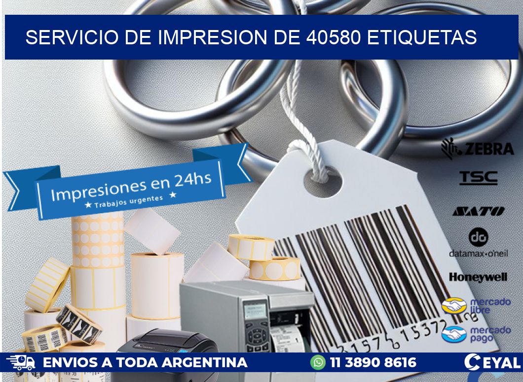 SERVICIO DE IMPRESION DE 40580 ETIQUETAS