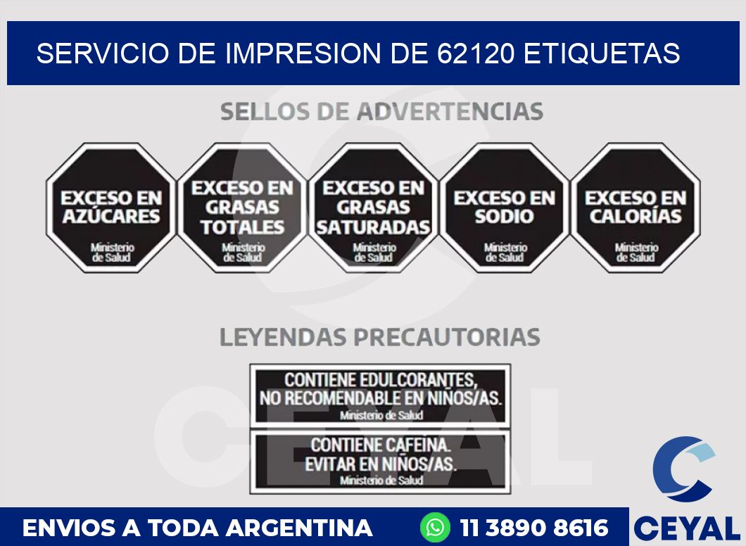 SERVICIO DE IMPRESION DE 62120 ETIQUETAS