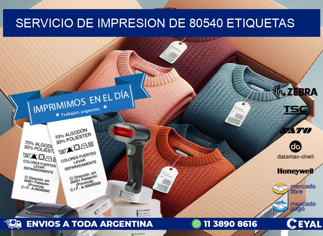 SERVICIO DE IMPRESION DE 80540 ETIQUETAS