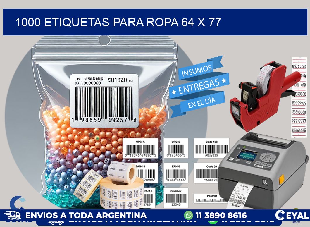 1000 ETIQUETAS PARA ROPA 64 x 77
