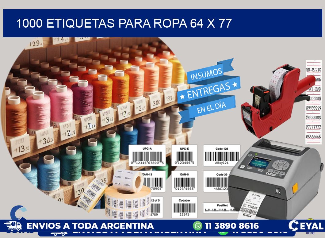 1000 ETIQUETAS PARA ROPA 64 x 77