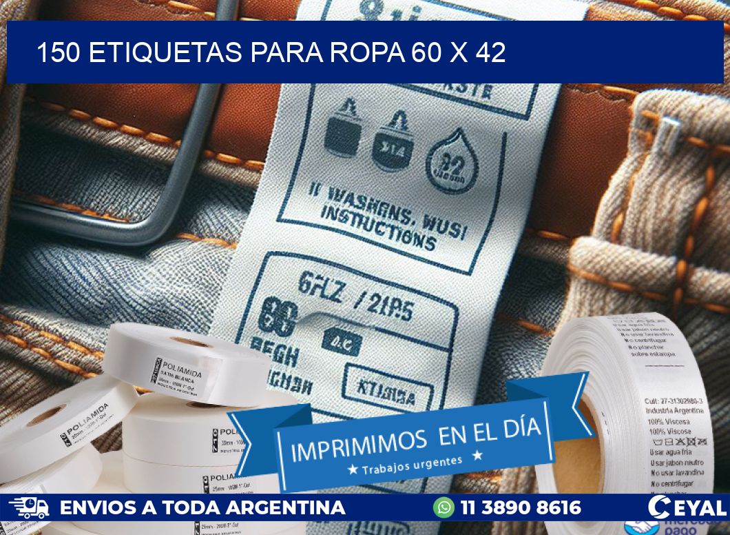 150 ETIQUETAS PARA ROPA 60 x 42
