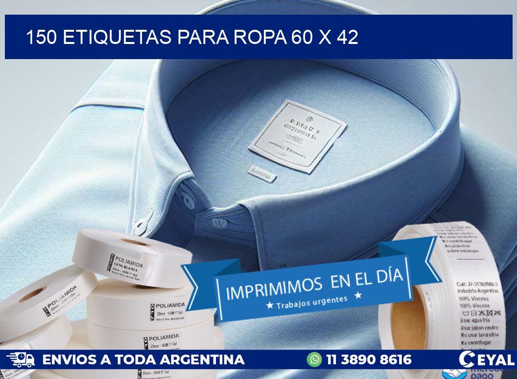 150 ETIQUETAS PARA ROPA 60 x 42