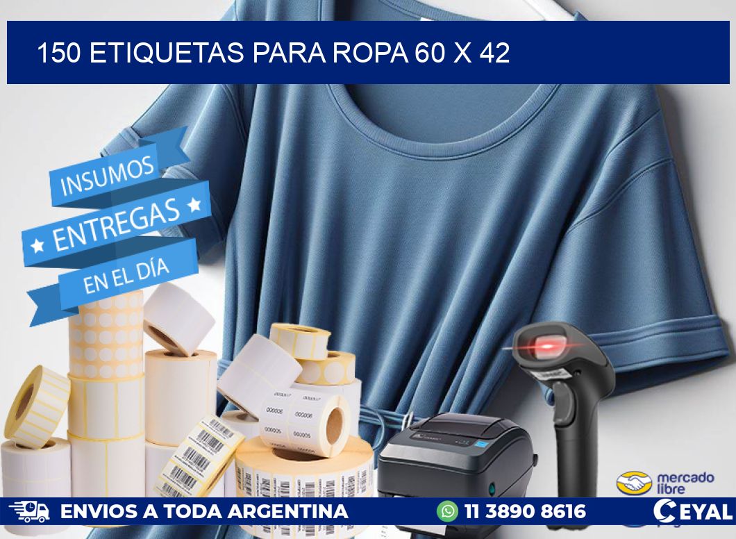 150 ETIQUETAS PARA ROPA 60 x 42